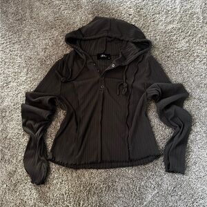 Cider Charcoal Ribbed Hoodie